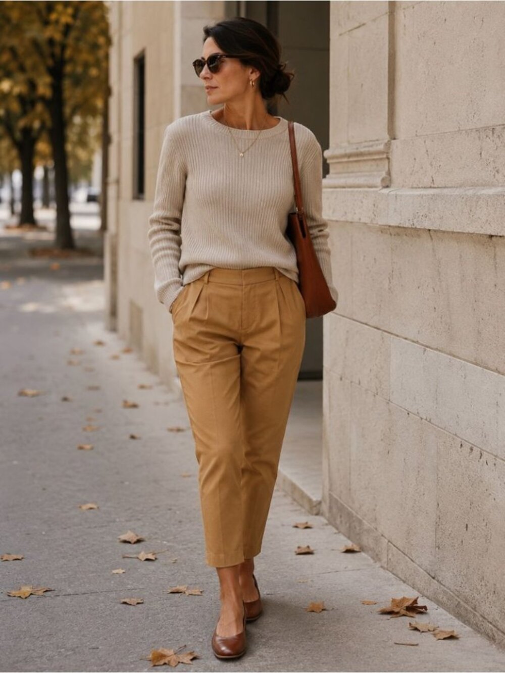 Metiseko Organic Cotton Pants Camel Medium Minimalist Casual Travel Trousers